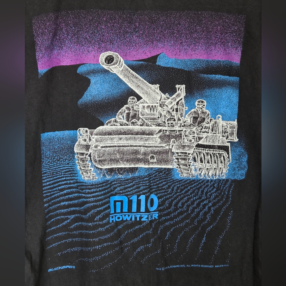 M110 HOWITZER 1992 Black Graphic Print Black T-Shirt Single Stitch Men's XL
